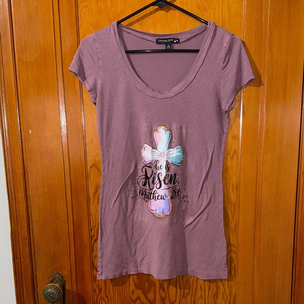 Living Doll Mauve Cross Graphic Tee